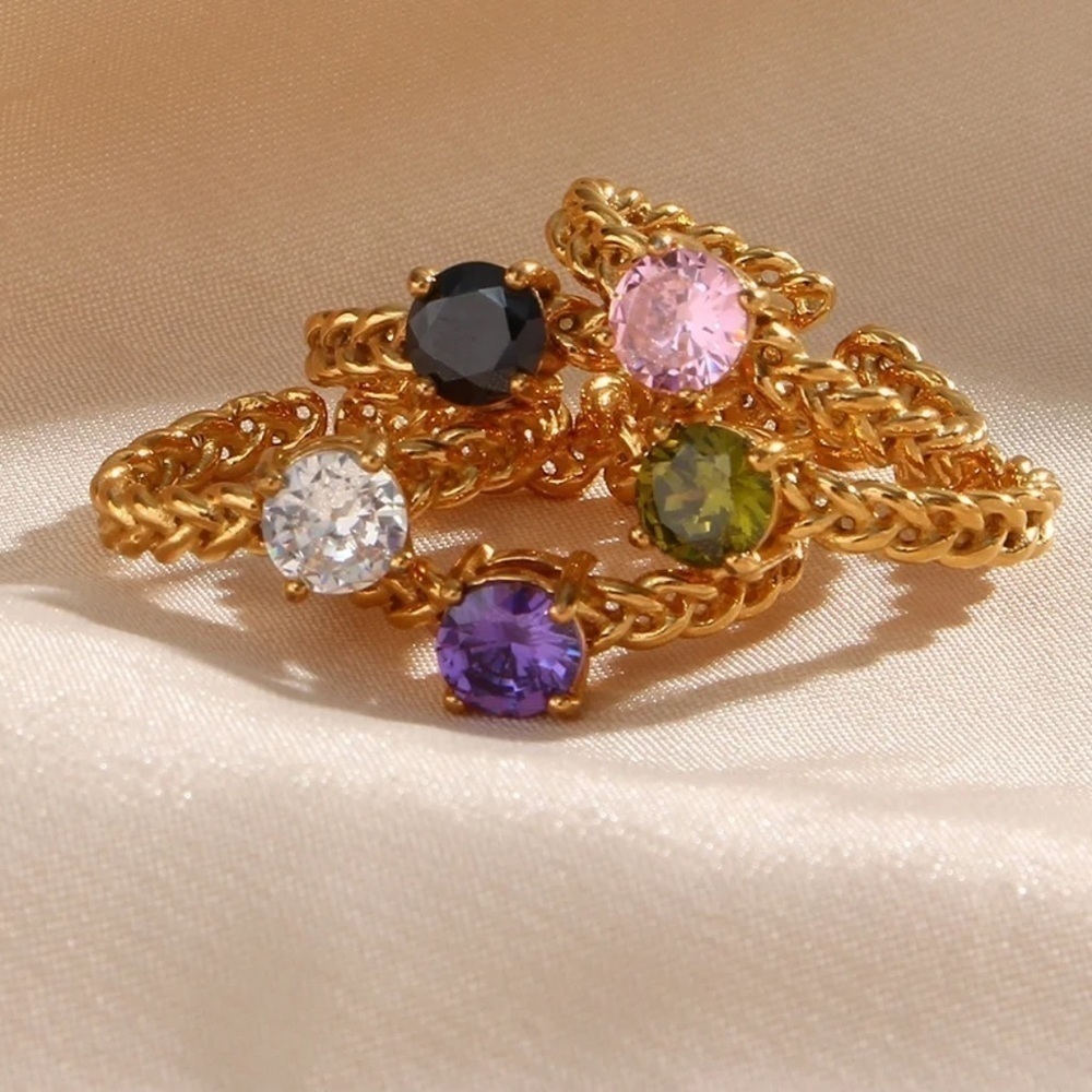 Waterproof 18k  gold plated adjustable ring